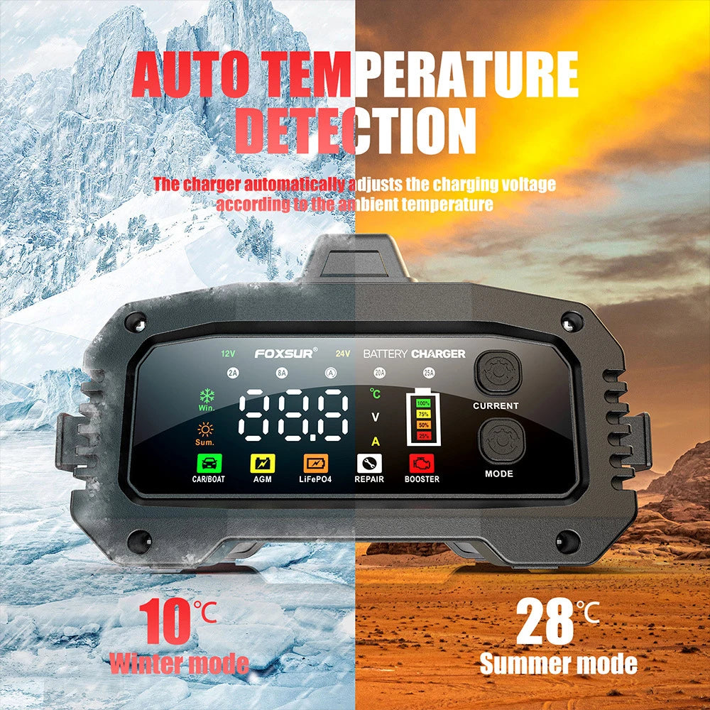 15A/24V 25A/12V Automotive Battery Chargers 350W High Power Smart Booster Pulse Repair Big Digital Display Storage Cell Charger