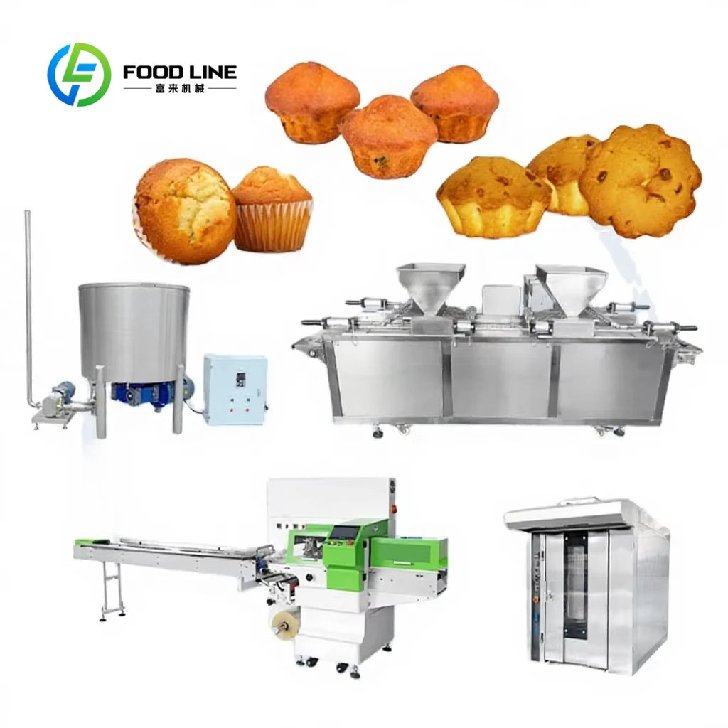 Full Automatic Customize Commercial Bakery Cake Line Cake Cupcake Encrusting Production Line High Capacity Industrial Efficiency
