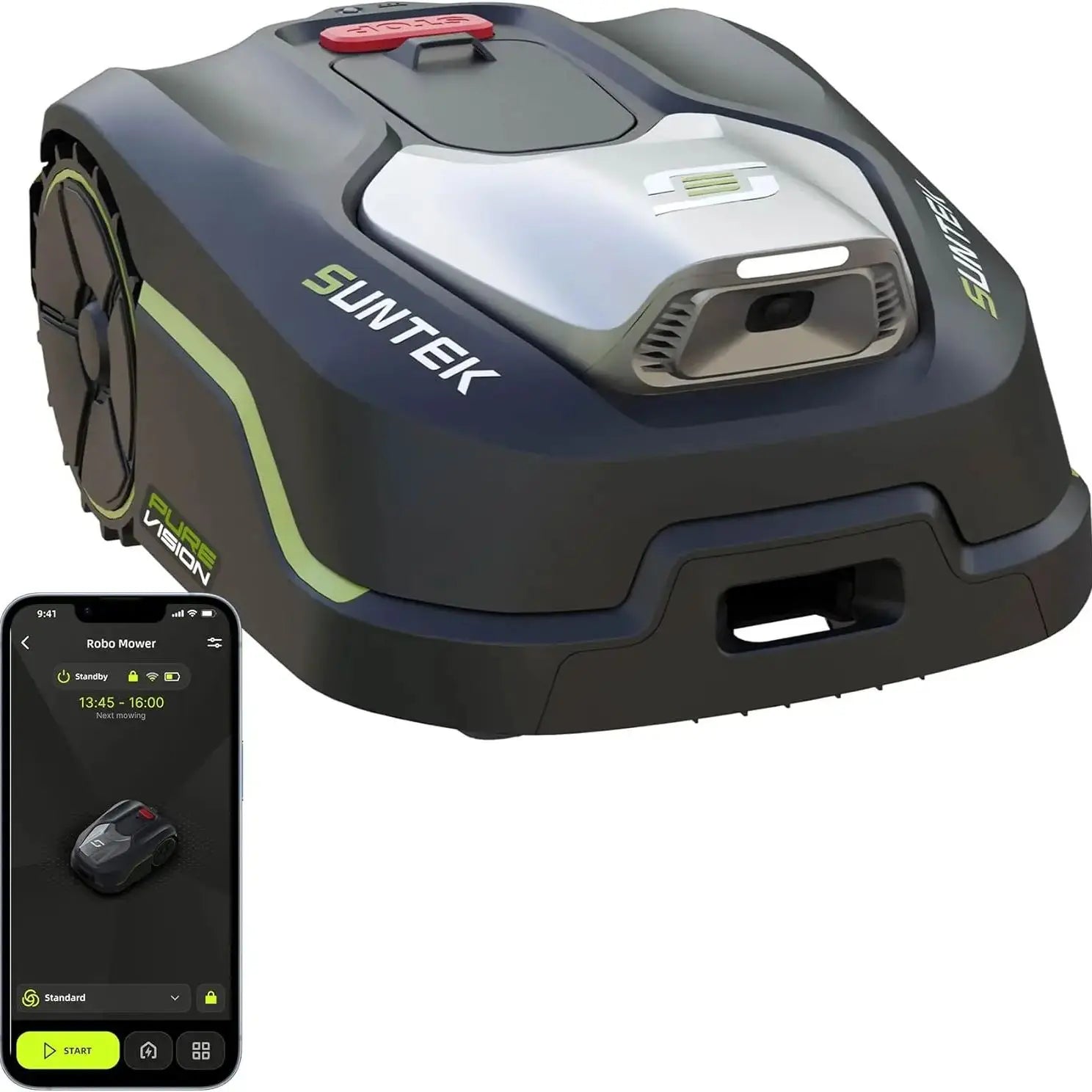 SUNTEK Robotic Lawnmower without Limiting Cable, AI Vision Camera, Lawn Mower Robot, Max 600 m², Accurate Obstacle Avoidance
