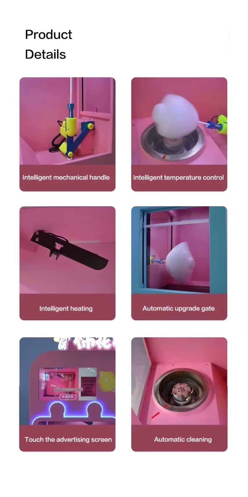 Custom Full Automatic Cotton Candy Vending Machine Commercial Electric Robot Cotton Candy Vending Machine in Mall