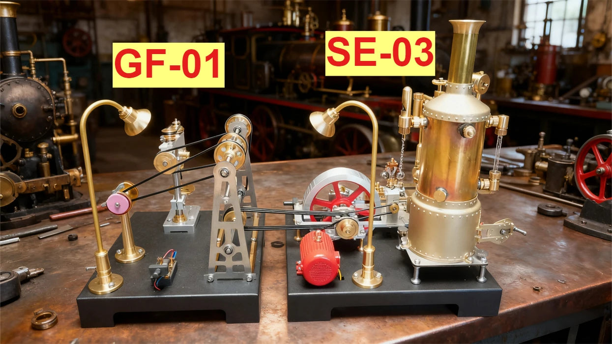 Stationary Mill Steam Engine Model Kit Startable CNC Processing SE-03 Steam Engine Model with Boiler Generator Light Stand