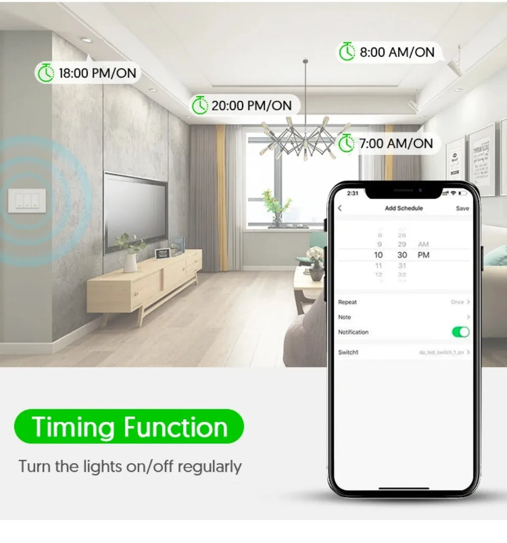 Milfra Smart Wifi Switch IT KR Standard Wireless Home Wall Button Switches 1/2/3 Gang Tuya Smart Life App Voice Control by Alexa