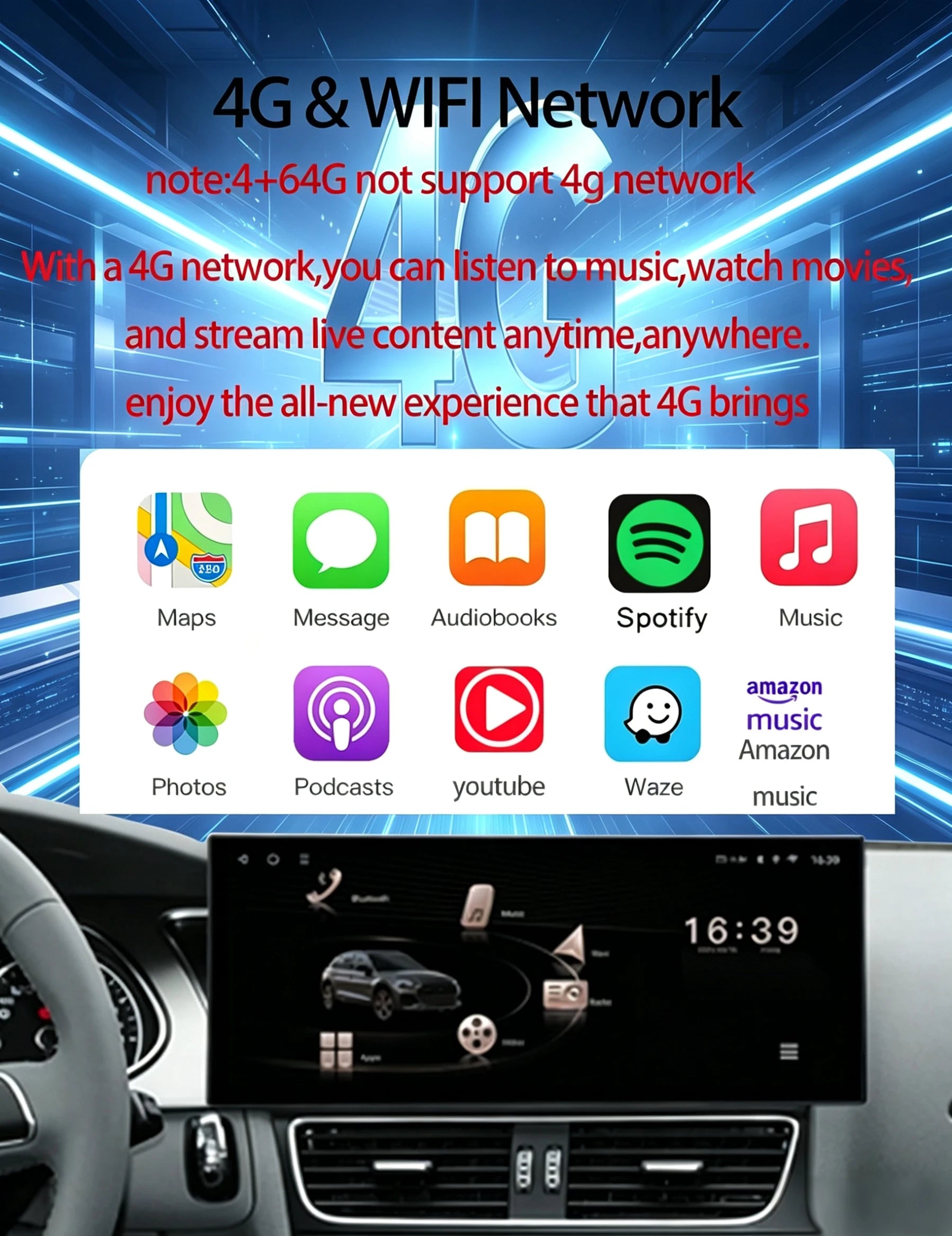 GPS RHD Android 16 Car Radio Multimedia Player for Audi A4 B8 A5 2009 - 2016 Wireless Carplay 4G DSP Stereo Ultra-thin Screen