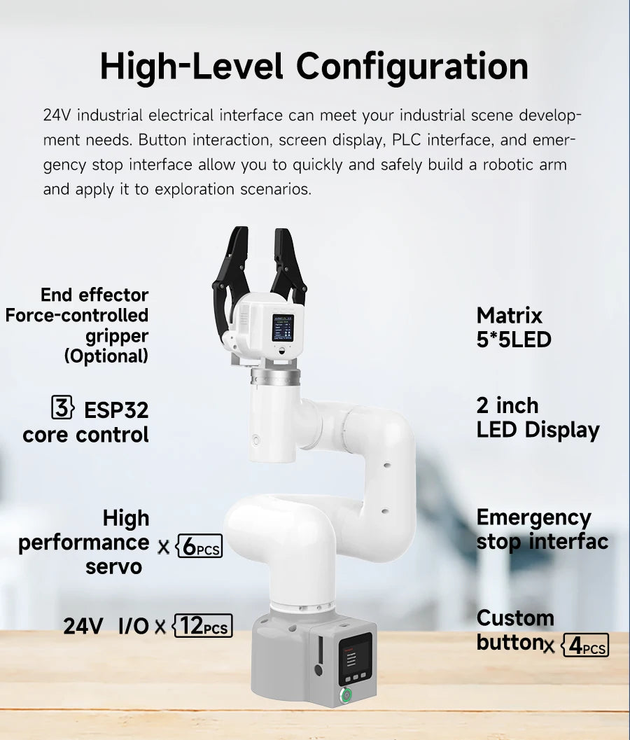 myCobot 320 M5 Robotic Arm 7DOF Collaborative Robot 1KG Load Support APP Control ROS2 Simulation Python C JavaScript Programming