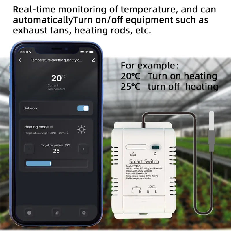 Smart Life WiFi Temperature Switches 16A Smart Thermostat Real-time Energy Comsuptiom Monitoring with RF433 Alexa Compatible