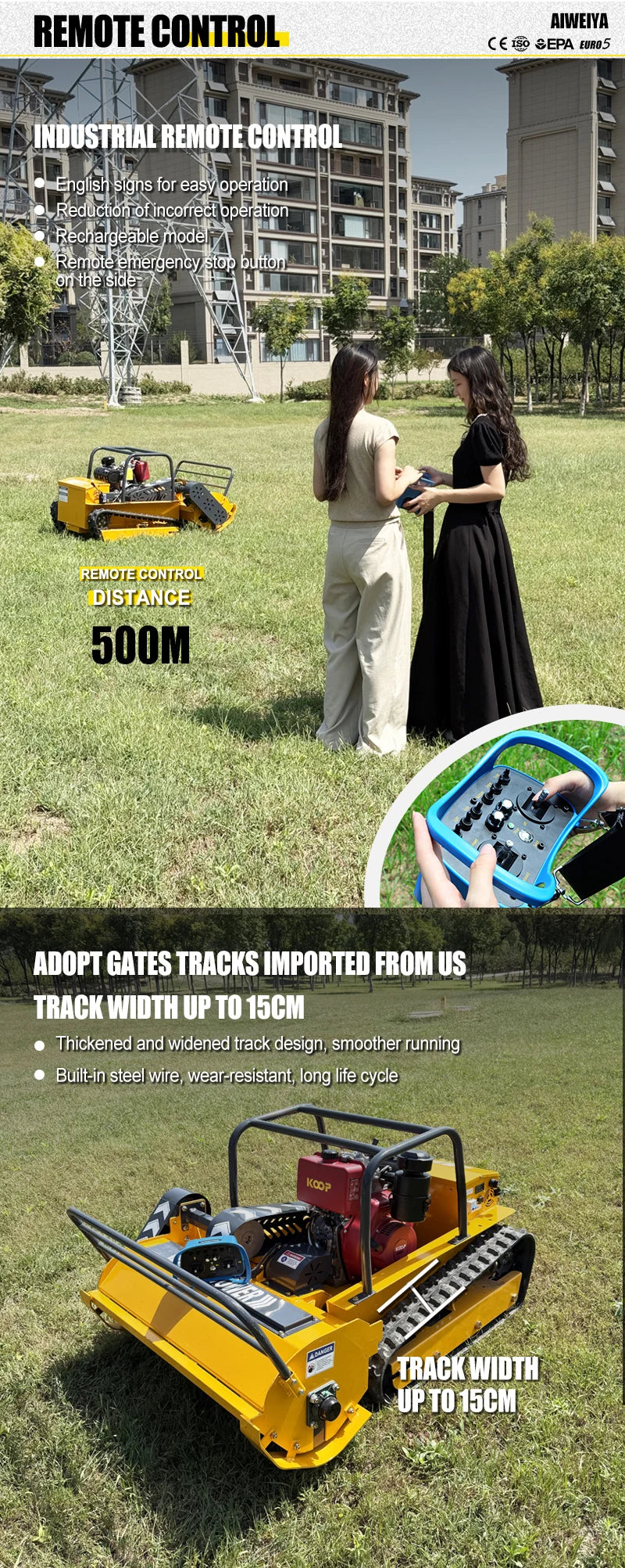 Customized CE EPA Certified Remote Control Grass Cutting Crushing Robot Flail Lawn Mower Self-Propelled for Orchard Farm Lawn