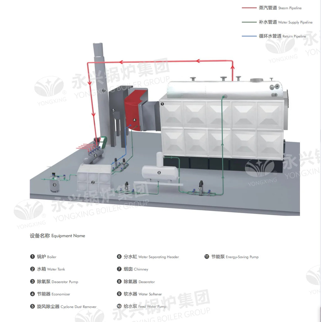 Coal and Biomass Fired Steam Boiler 2T 3T 4T 5T Capacity Steam Engine System for Rice Mill Automatic Feeding Low Emission