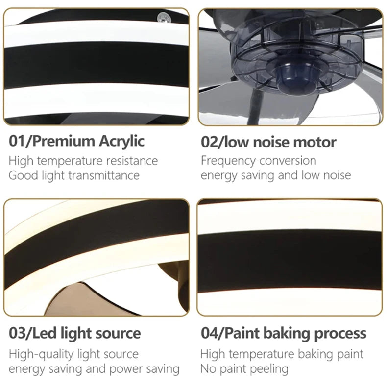 Smart Ceiling Fan With Lights Remote Control Bedroom Decor Ventilator Lamp 6 speed wind speed led Circulator fan light