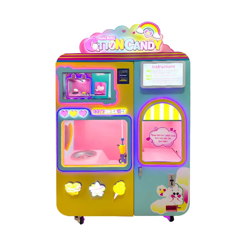 Professional Customized Automatic Candy Cotton Machine Factory Commercial High Profit Durable Candy Floss Vending Machine