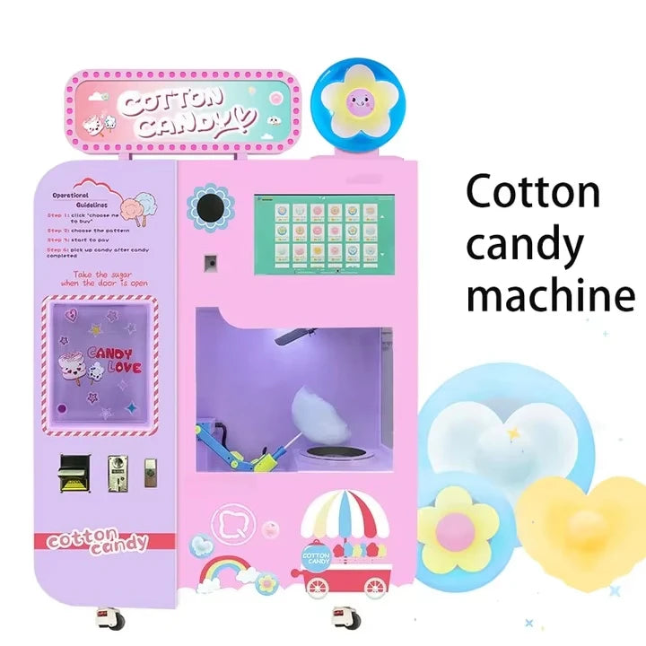 Customized Automated Cotton Candy Vendor Machine Smart App Control Modern Mall Commercial High Capacity Hot Sale 2025