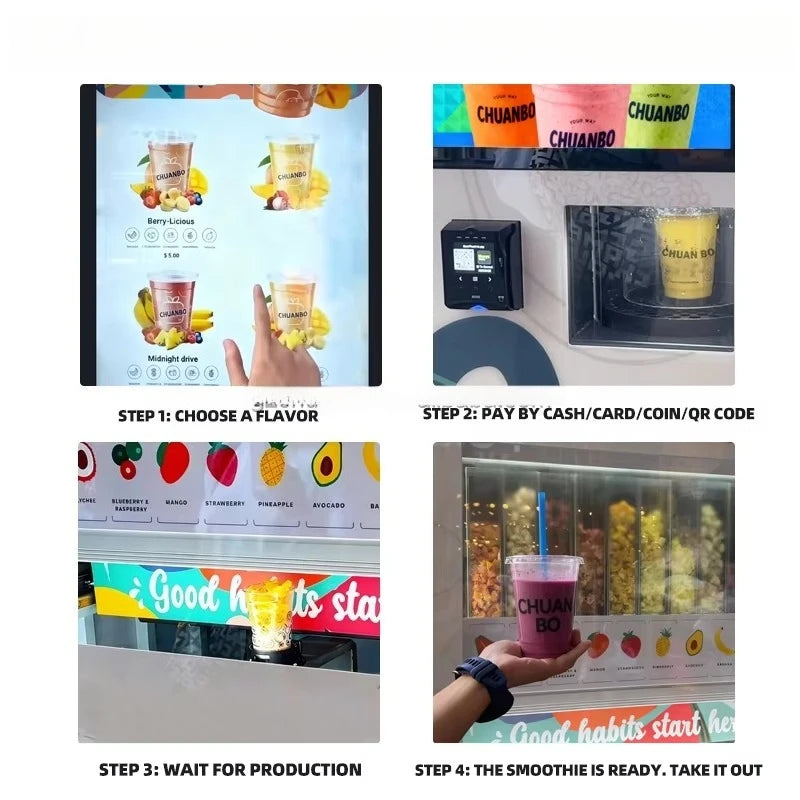 Fully Automatic Smoothie Vending Machine Customize Self Service Smart High Efficiency For Mall Restaurant 24H Stable Operation
