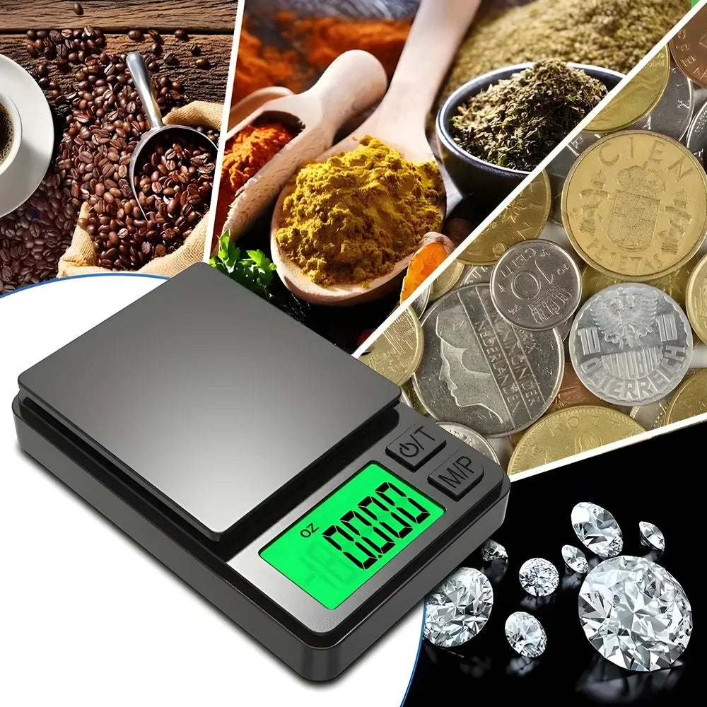 Precision Pocket Scale 1000g 0.1g - Digital Gram, Food, Jewelry, Ounces/Grains Scale with Backlit LCD - Mini Scale for Travel