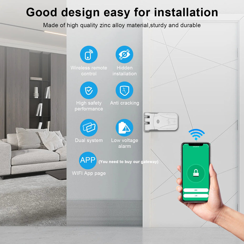 YiHESZ Tuya Smart Door Lock Digital Electronic Remote Control Security Protection Support Smart Home Invisible Induction Lock