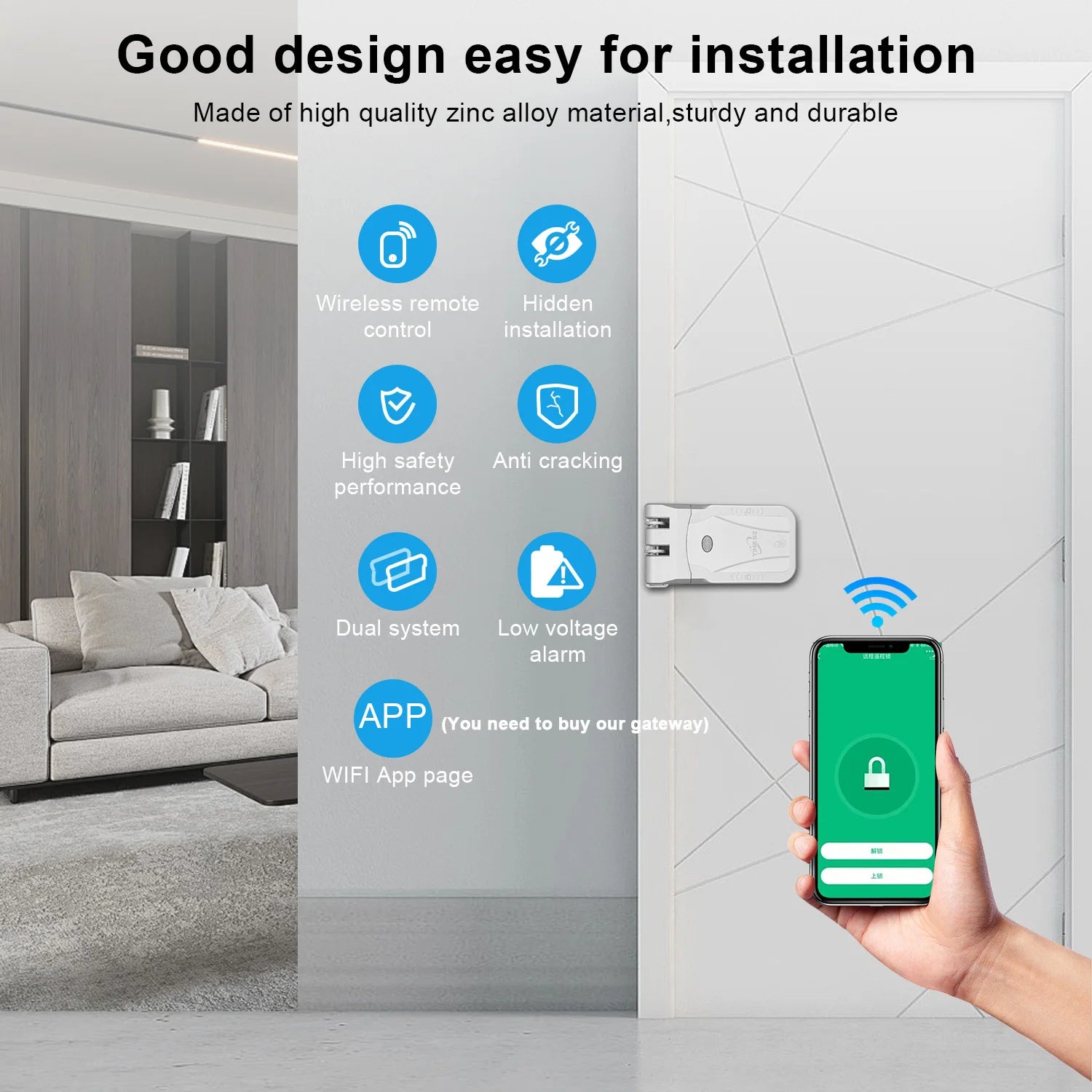 YiHESZ Tuya Smart Door Lock Digital Electronic Remote Control Security Protection Support Smart Home Invisible Induction Lock