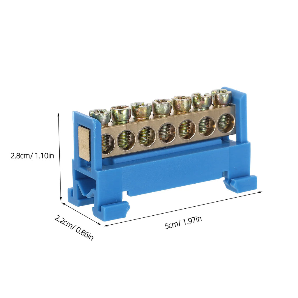 Terminal Block Terminal Bus Bar 7 Positions Screw Grounding Strip Block Din Rail Type Bottom Seat Electrical Terminal Strip