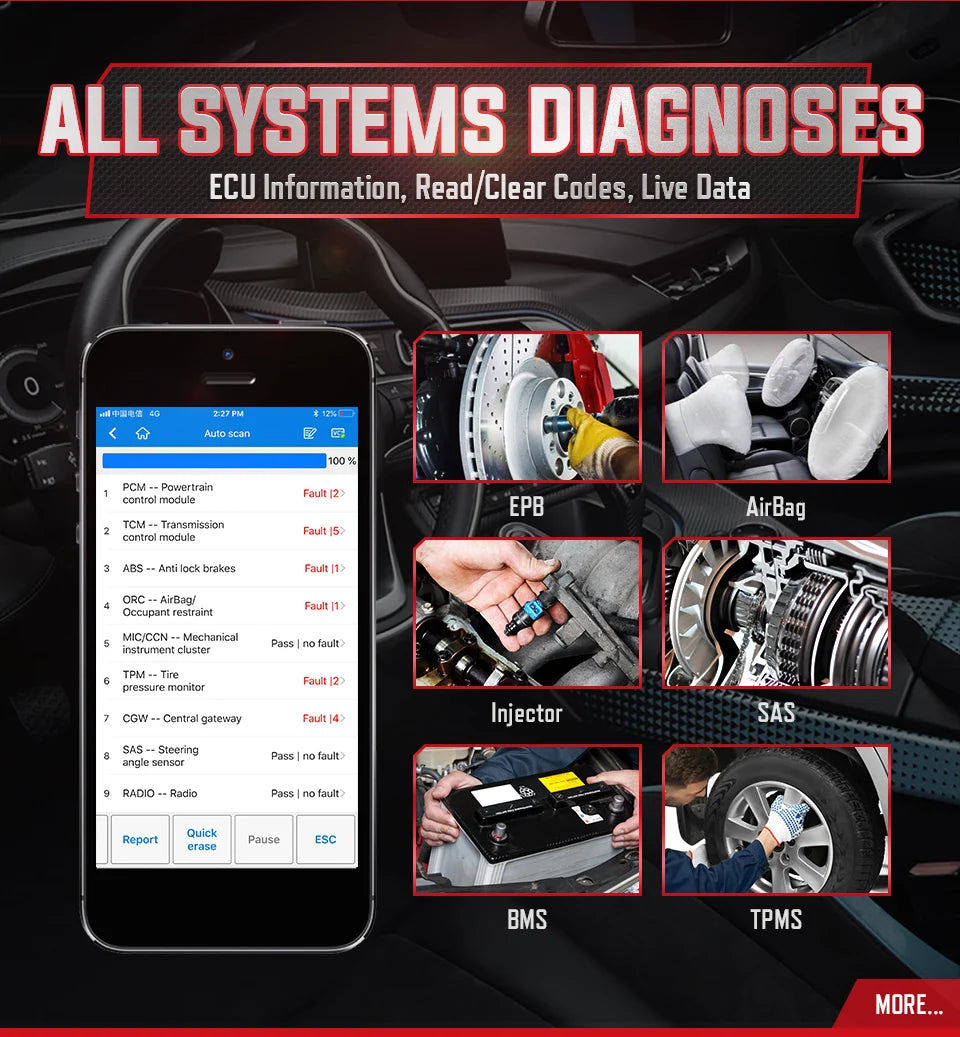 Autel AP200 Bluetooth OBD2 Scanner MaxiAP Code Reader with Full System VIN TPMS IMMO Service Car Diagnostic Tool for IOS Android