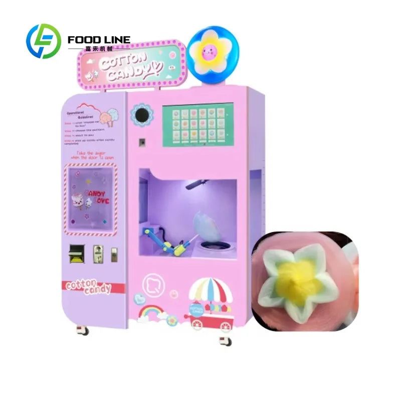 Customized Hot Sale Commercial Full Automatic Cotton Candy Vending Machine High Capacity Easy Clean Street Business For Sale