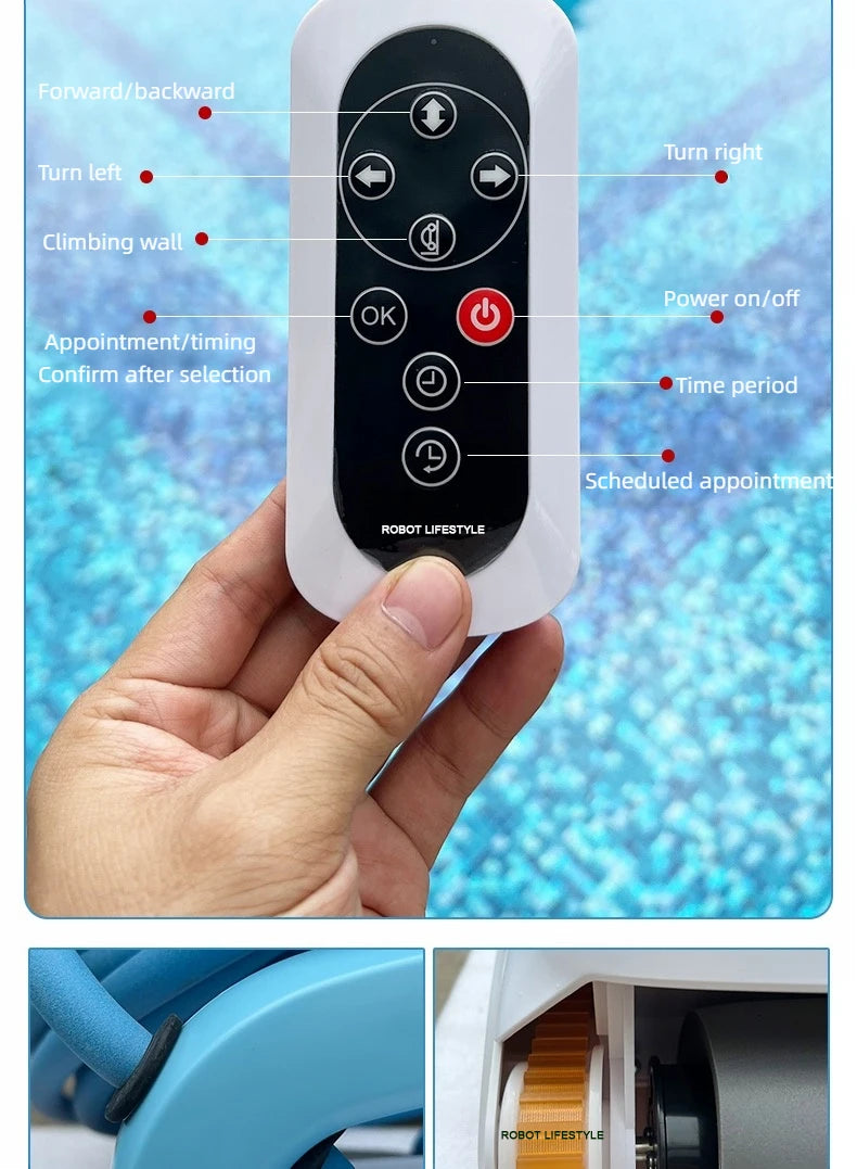 New Robot Swimming Pool Cleaner With 30m Cable Wall Climbing Function Remote Control High Efficiency for Indoor Outdoor Big Pool