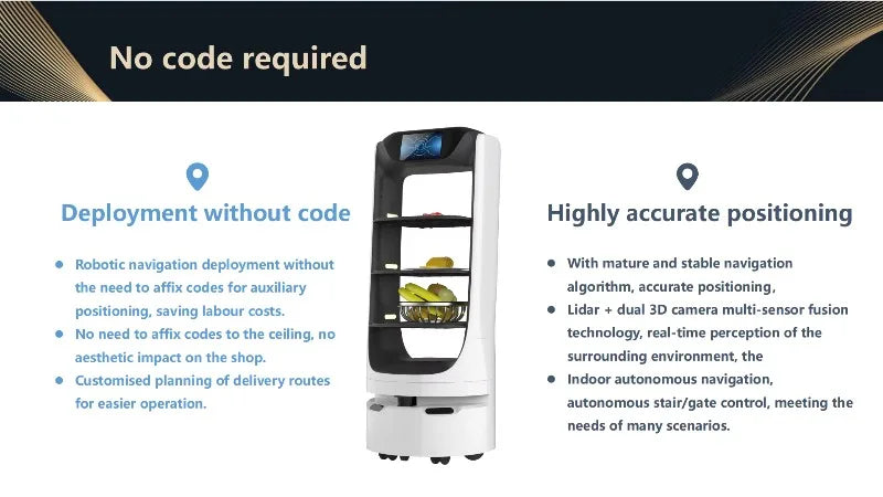 Commercial Autonomous Food Delivery Robot - Customized WiFi Intelligent Guiding Food Service Robot for Restaurant & Hotel