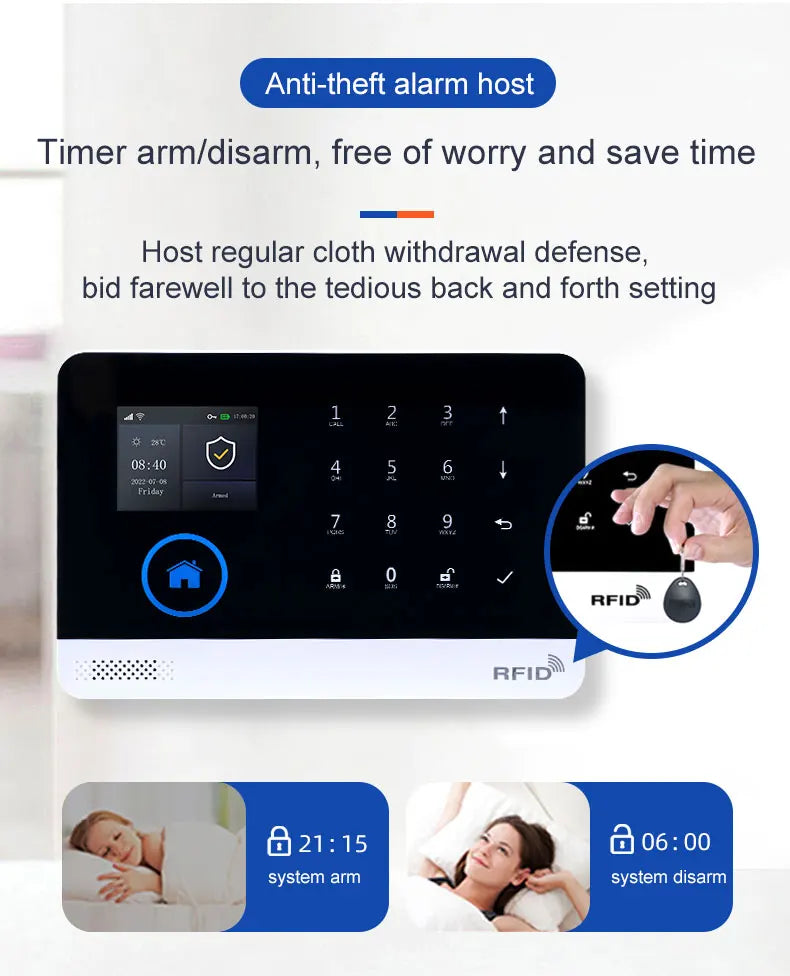 Smart Home Solar powered siren Tuya WIFI GSM Alarm System Wireless Smart Life APP 433MHz Safe Security Gap PIR Motion with Alexa