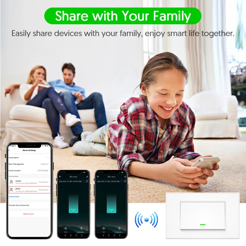 Milfra Smart Wifi Switch IT KR Standard Wireless Home Wall Button Switches 1/2/3 Gang Tuya Smart Life App Voice Control by Alexa
