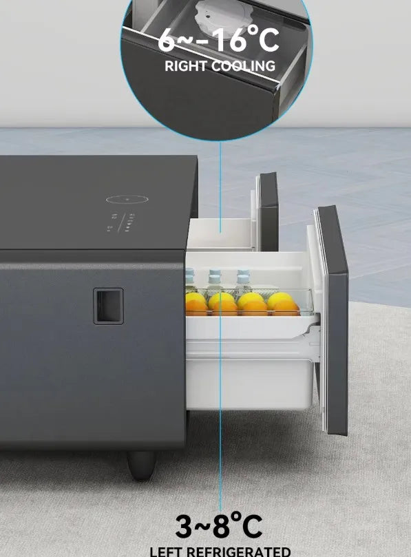 Smart coffee table refrigerator with wireless charging multi-function furniture automatic defrosting