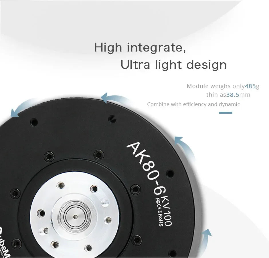 CubeMars AK80-6 KV100 Robot Brushless Motor For Exoskeleton Quadruped Robot Dynamics Robotic Dynamic Module with Driver Encoder