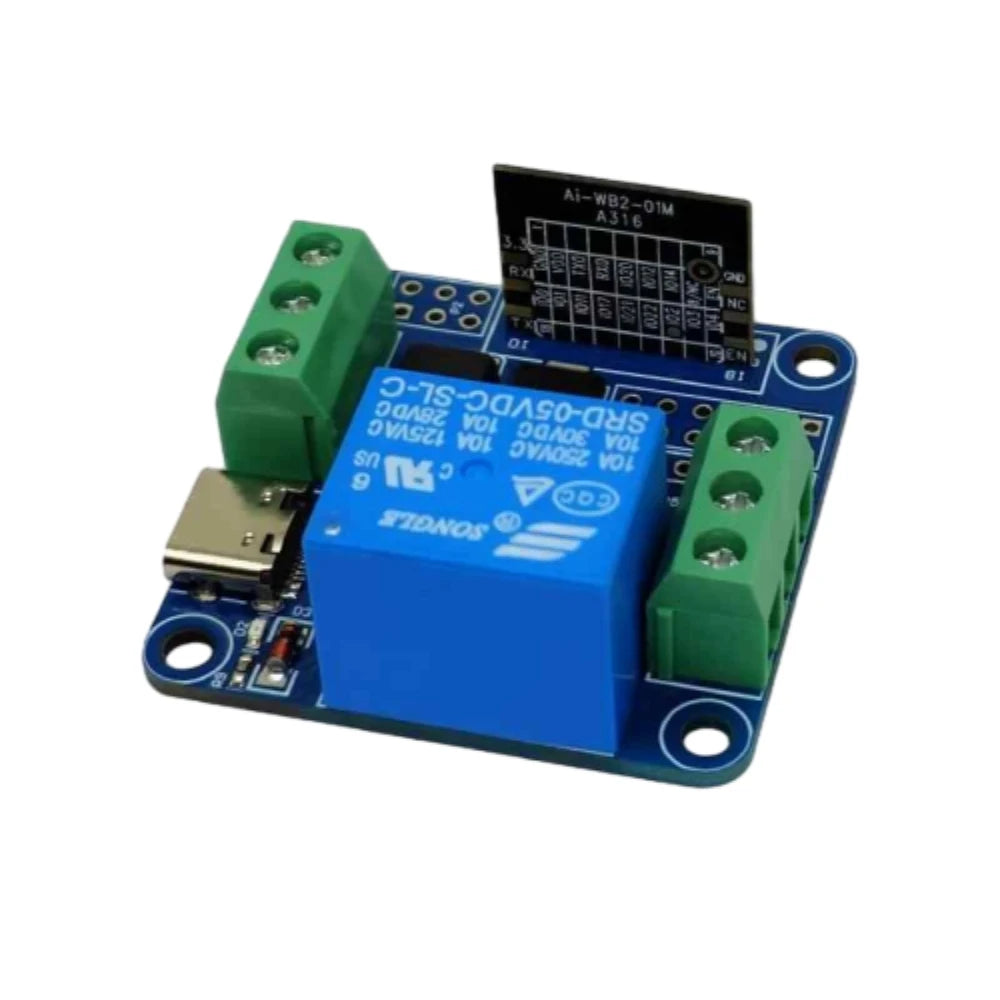 WB2-01M WiFi Bluetooth BLE Single Relay Module Suit for WB2 Secondary Development with Led Indicator Type-C/DC7-12V Power Supply