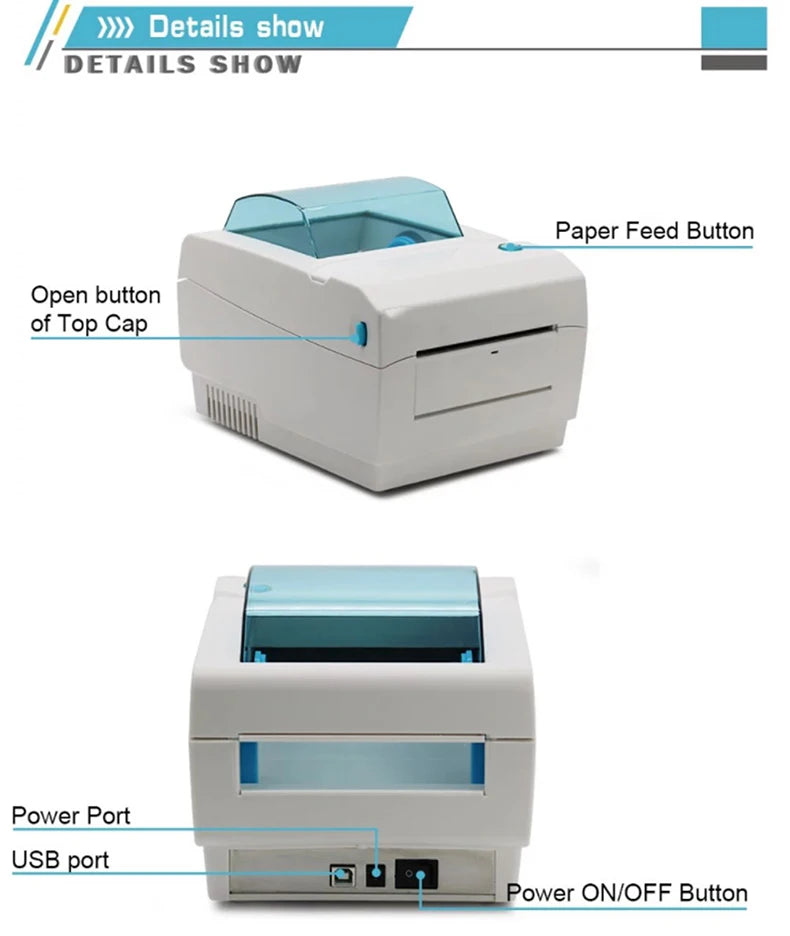 4 inch thermal label blue tooth printer support Android and iOS 110mm label barcode sticker printer CC410