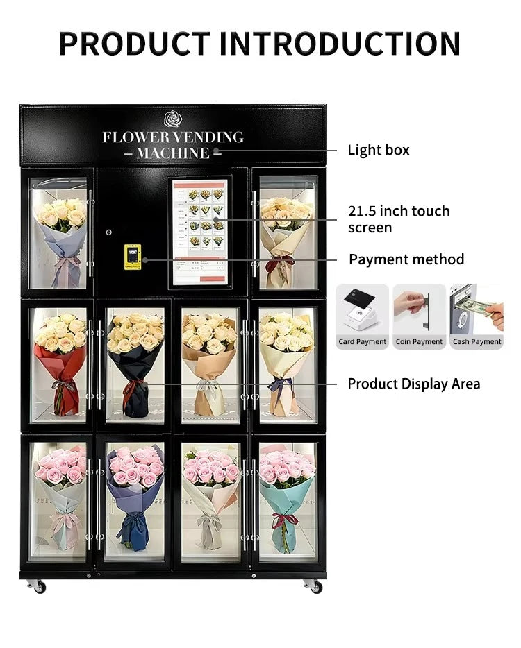 Fresh Florist Flower Vending Machine Customized Smart 24 Self Service Commercial Fresh Keep Indoor Mall Hospital Supermarket Use