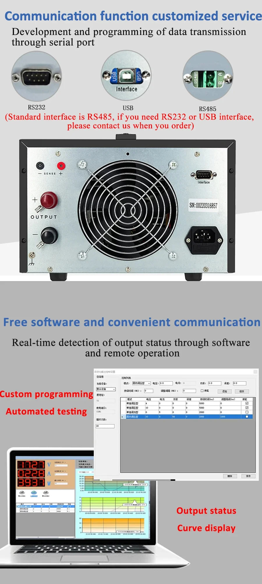 laboratory adjustable 800V 3A programmable dc power supply