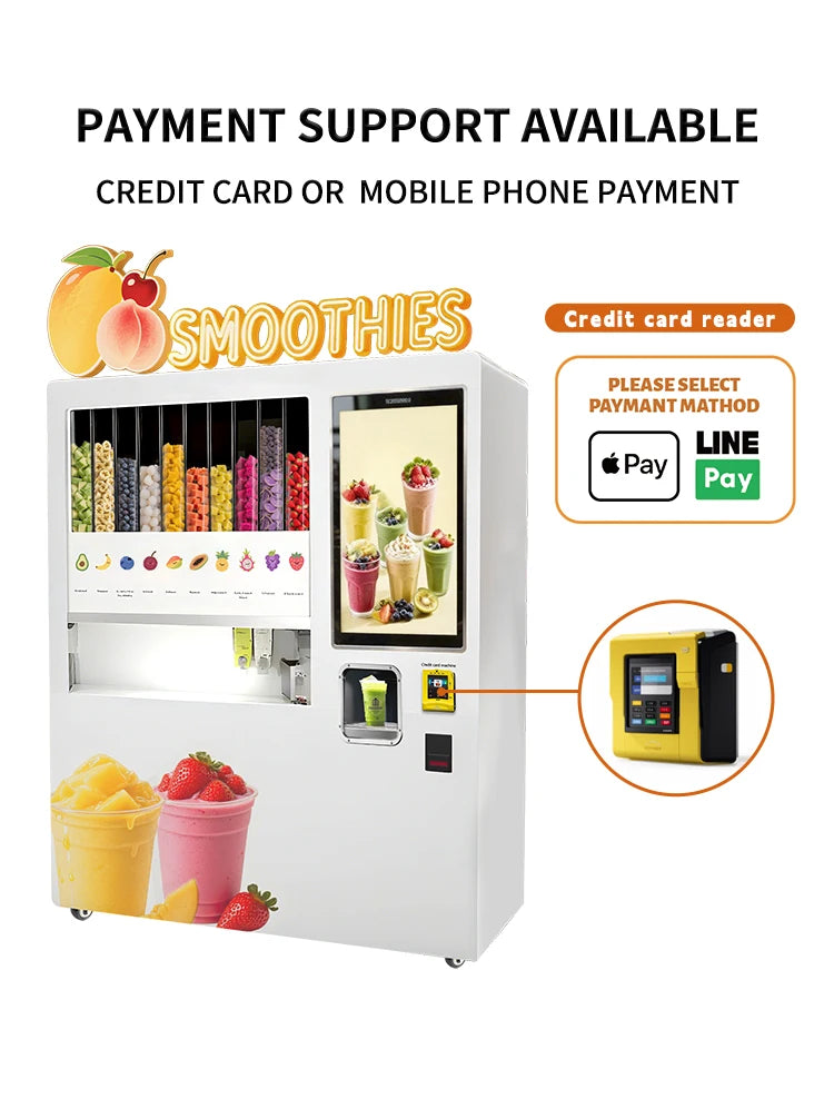 Fully Automatic Smoothie Vending Machine Customize Self Service Smart High Efficiency For Mall Restaurant 24H Stable Operation