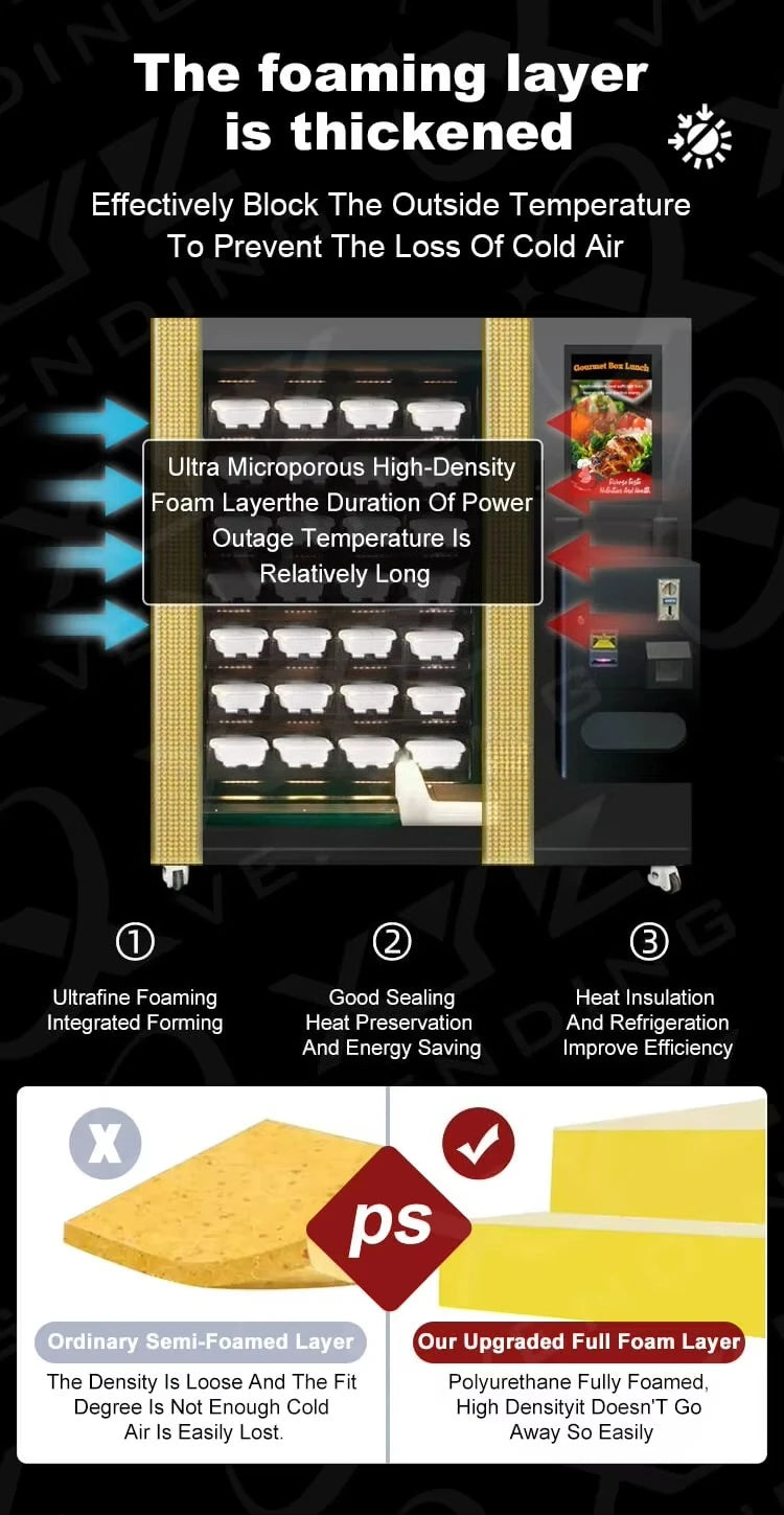 Commercial Hot Food Vending Machine Fully Automatic For Business High Capacity Hot Meal Automat With Cloud Management System