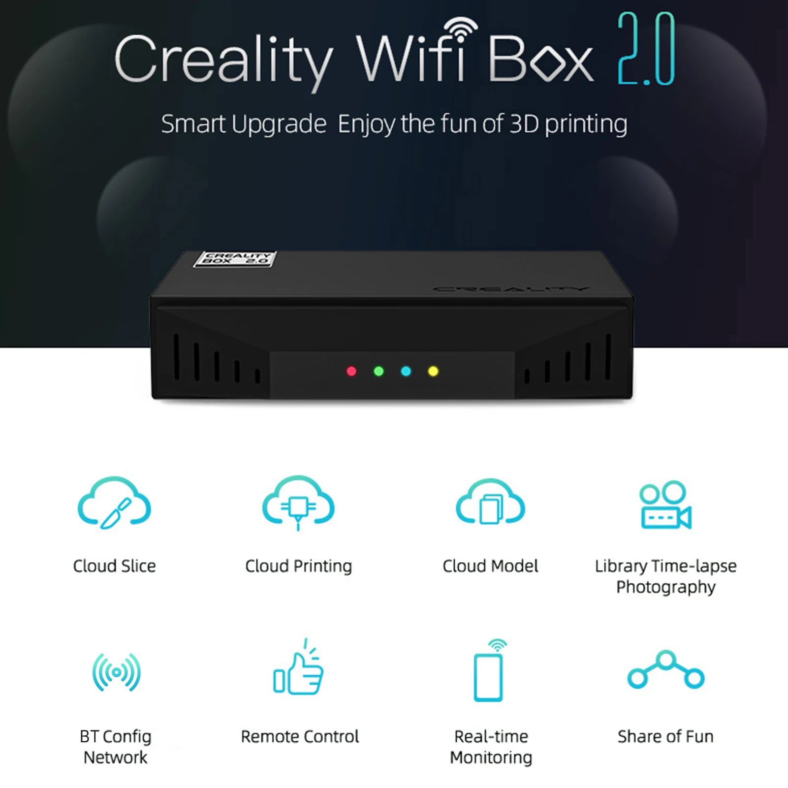 Creality WiFi Box 2.0 for 3D Printer BT Configuration Network Cloud Slice Print/Real-Time Monitor/Remote Control Timelapse Shoot