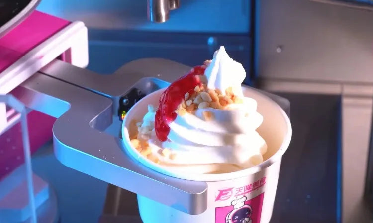 Customized Commercial Efficient Cooling Ice Cream Machine Automated Fast Continuous with Fresh Fruit Nut Ingredients Vending