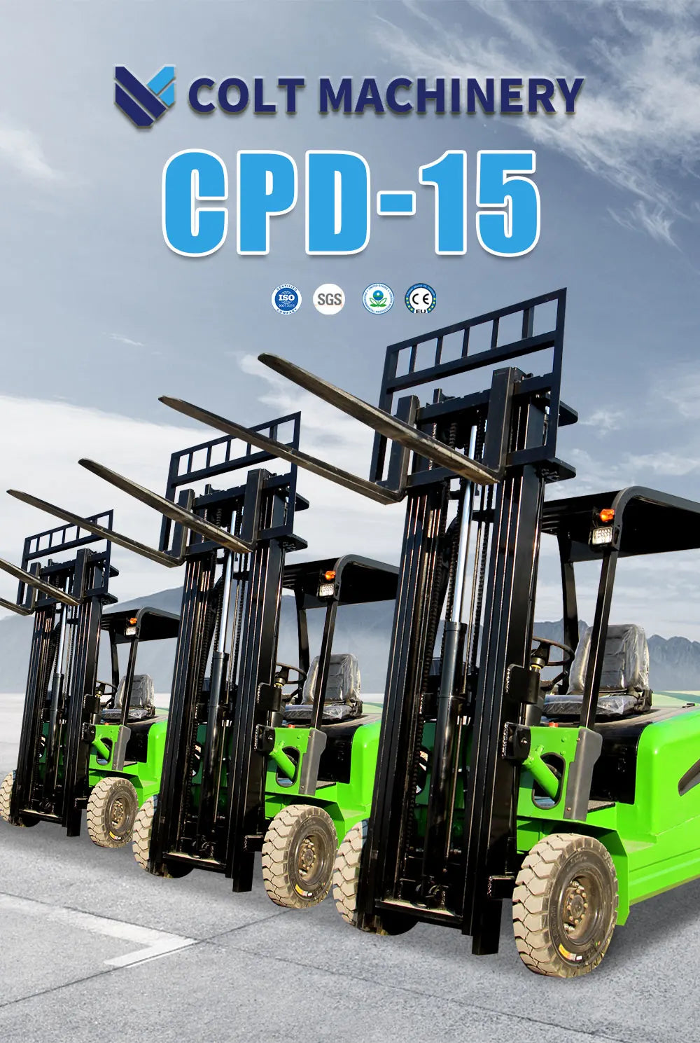 Industrial Electric Forklift 1.5 Ton 3m Lift Height All Terrain Forklift for Warehouse Material Handling Lifting Equipment