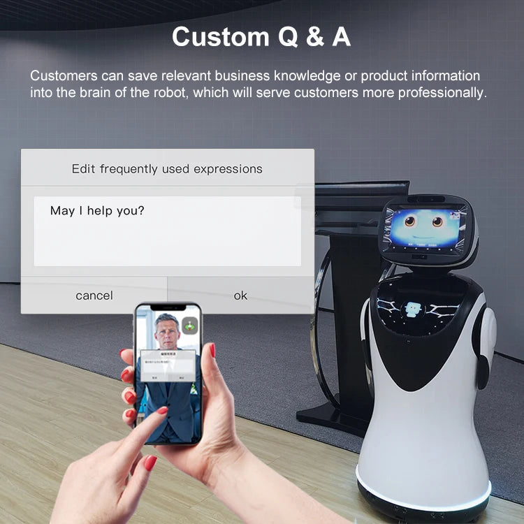 Customized Intelligent AI Interactive Communication Commercial Reception Robot with Dancing Greeting for Promotion