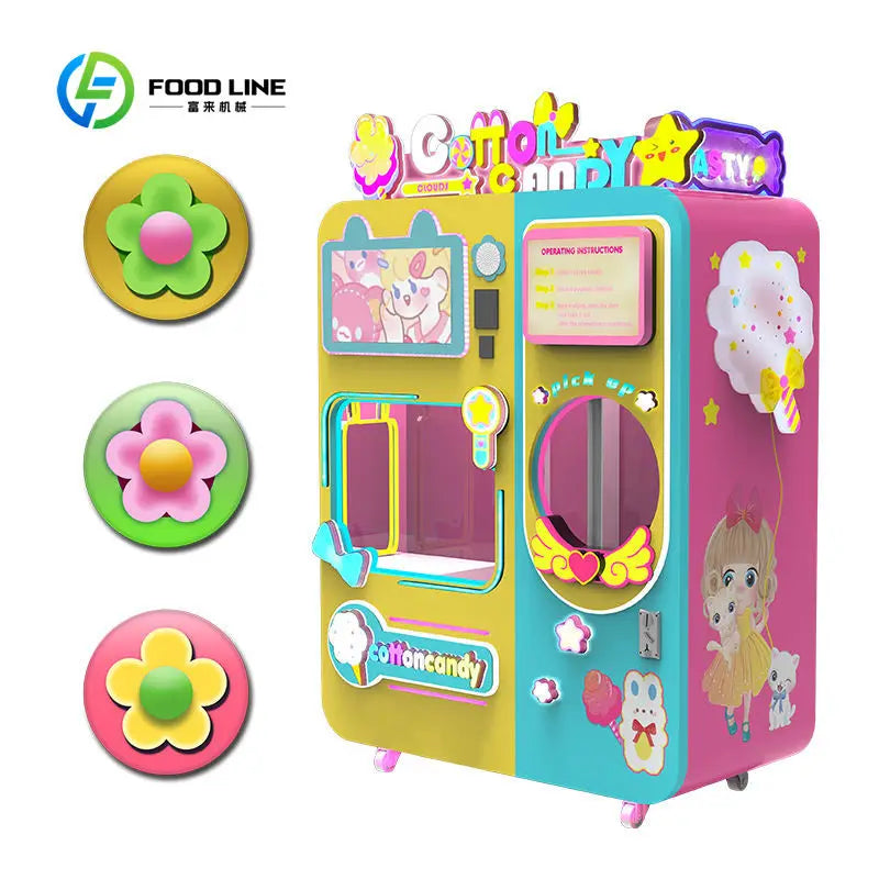 Customized Commercial Cotton Candy Vending Machine Full Automatic High Efficiency Mall Park Hot Selling Business Unit
