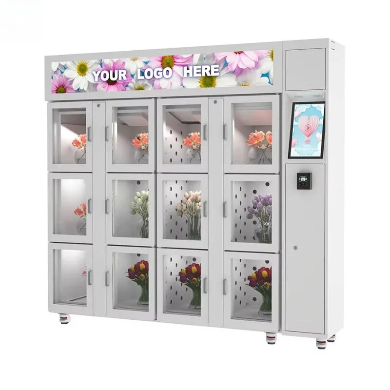 Custom Commercial Flower Vending Cabinets Can Cool, Humidify, and Monitor Inventory in Real Time Suitable for Outdoor