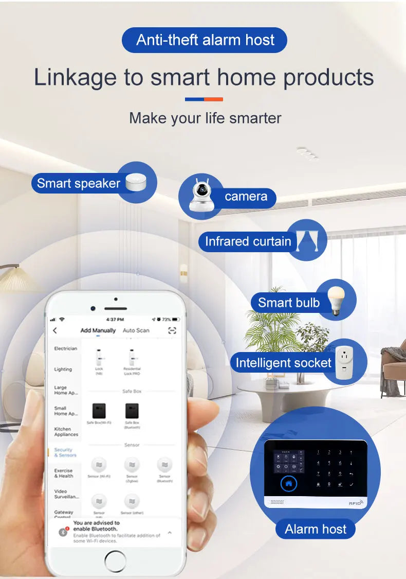 Smart Home Solar powered siren Tuya WIFI GSM Alarm System Wireless Smart Life APP 433MHz Safe Security Gap PIR Motion with Alexa