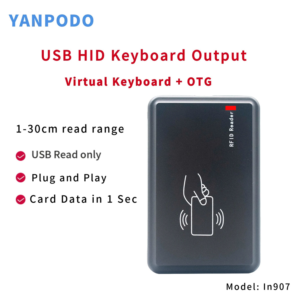 UHF RFID Reader Writer 860-960MHz Plug&Play USB Scanner for Android/iOS - Portable RFID Inventory Scanner with 5m Re