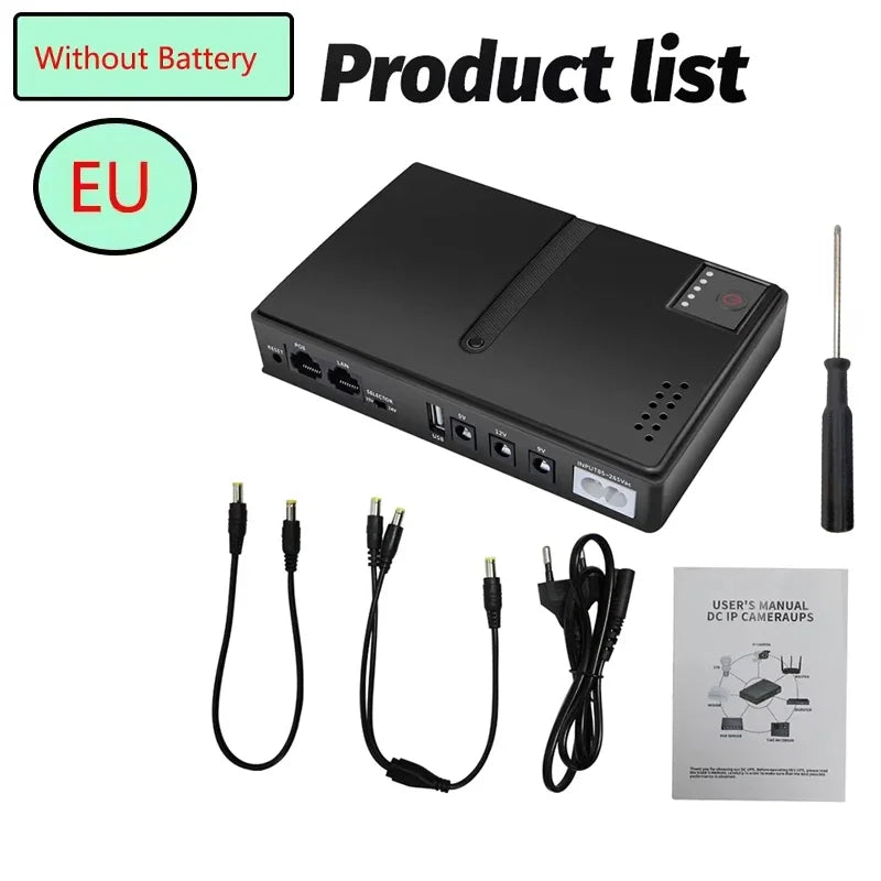Battery Free 5V/9V/12V mini DC UPS Uninterruptible Power Supply, Suitable for Backup Power Supply of Routers/Modems/Security Cam