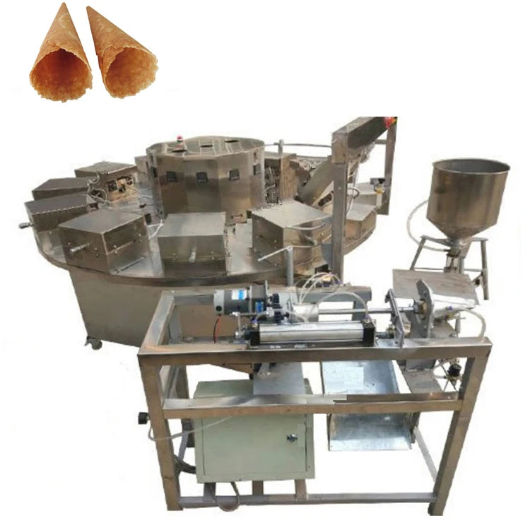 Customized Small Commercial Stroopwafel Line High Efficiency Ice Cream Cone Crispy Egg Roll Waffle Maker Top Selling