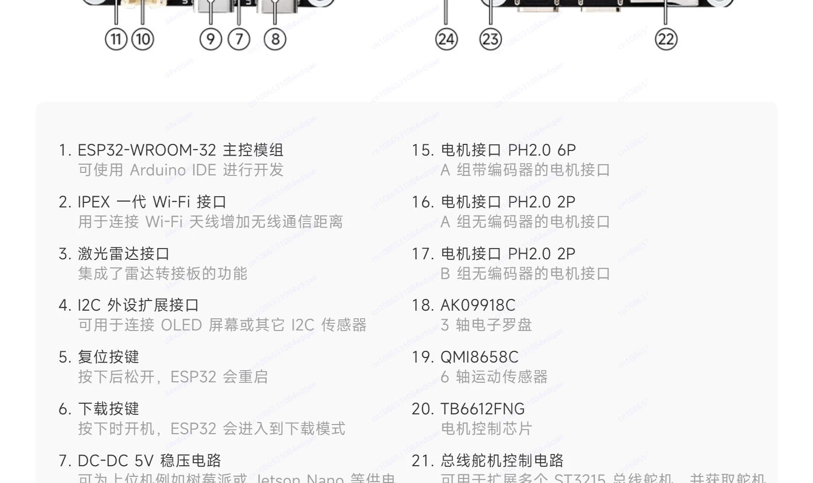 5 + 1 degree of freedom high torque bus rudder robotic arm ESP-NOW wireless control ROS2 programming education