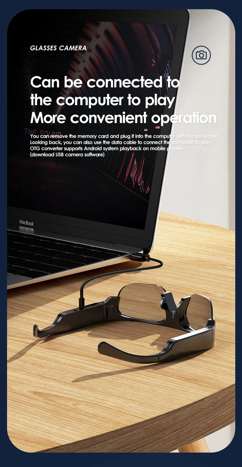 Smart 4K glasses, WiFi sunglasses camera, smart home secret camera, mini camera for shooting and recording videos