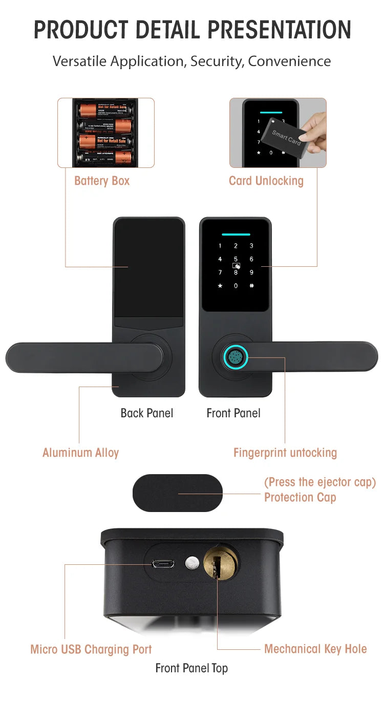 Smart Door Lock System Fingerprint And Keyless Digital WiFi Biometric Lock Secure Your Home Or Office