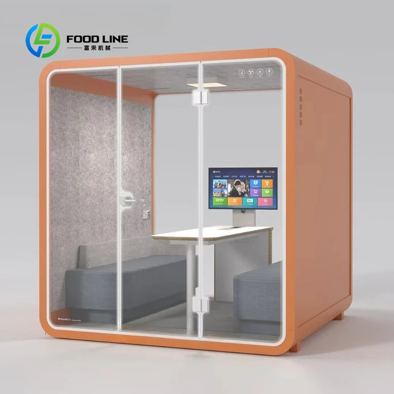 Customized Large Office Pod for 6 People, New Design with Desk, Smart Silent Workspace for Home Office, Soundproof