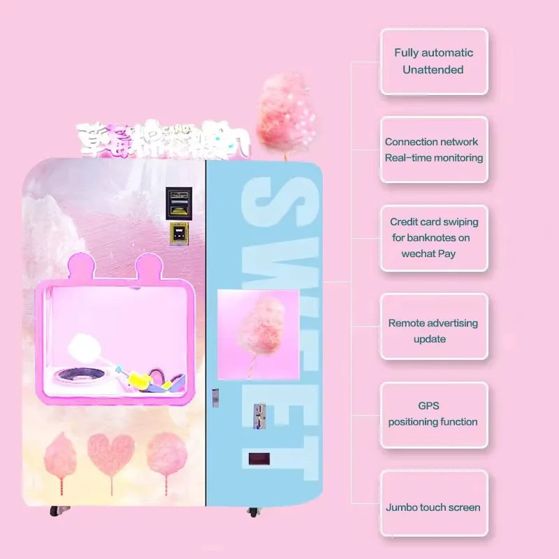 Custom Full Automatic Cotton Candy Vending Machine Commercial Electric Robot Cotton Candy Vending Machine in Mall