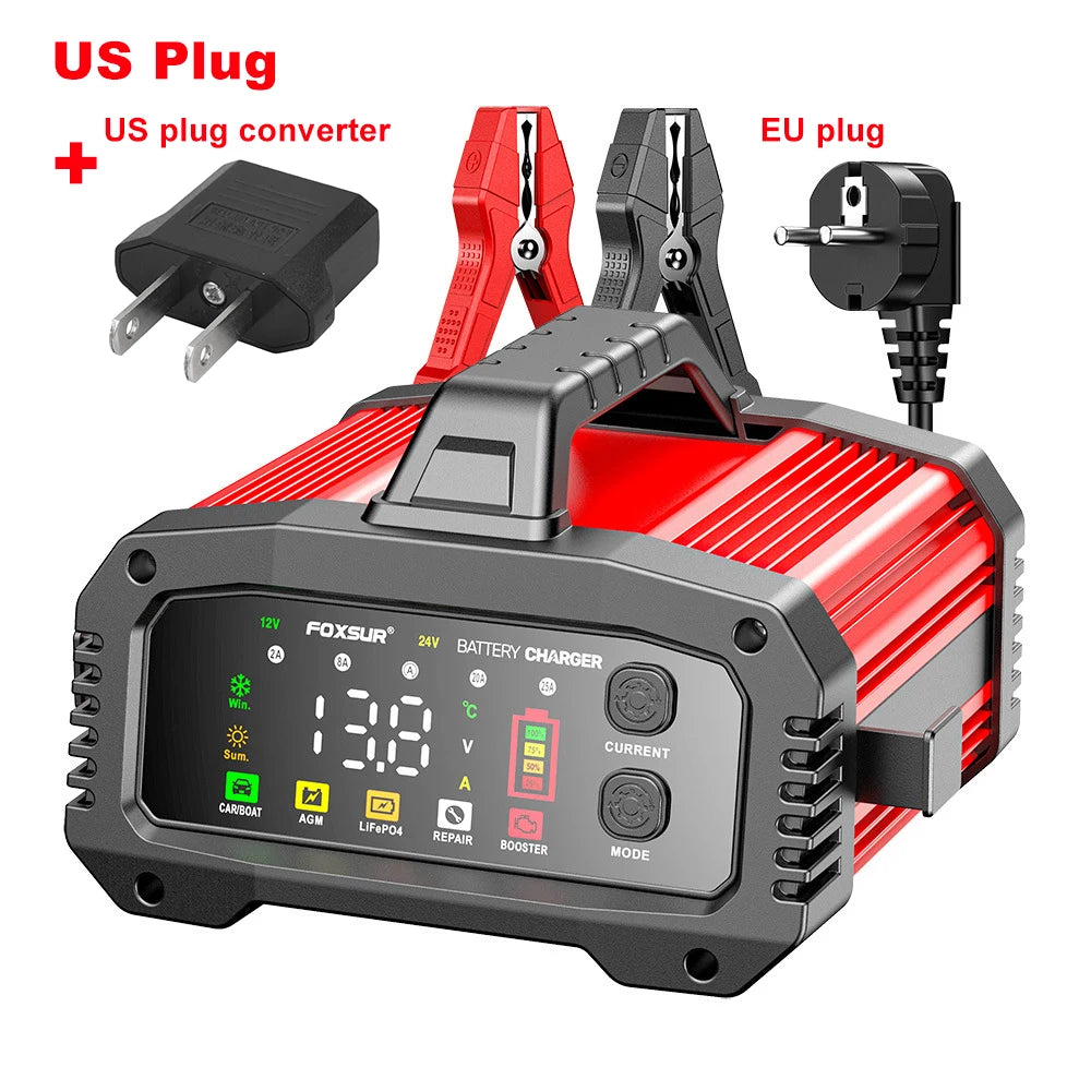 15A/24V 25A/12V Automotive Battery Chargers 350W High Power Smart Booster Pulse Repair Big Digital Display Storage Cell Charger