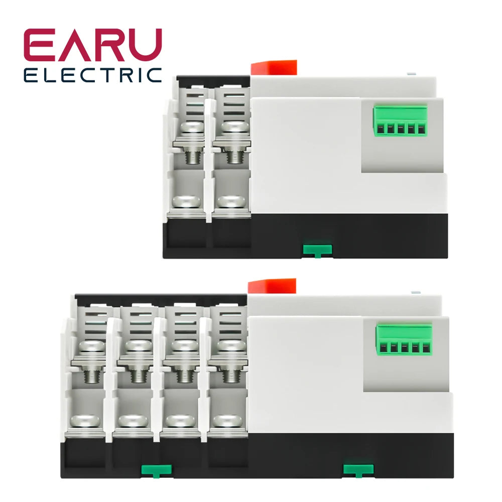 Dual Power Automatic Transfer Switch ATS 2P 4P 100A. AC 220V 110V Millisecond Switching for Solar Generator Uninterrupted